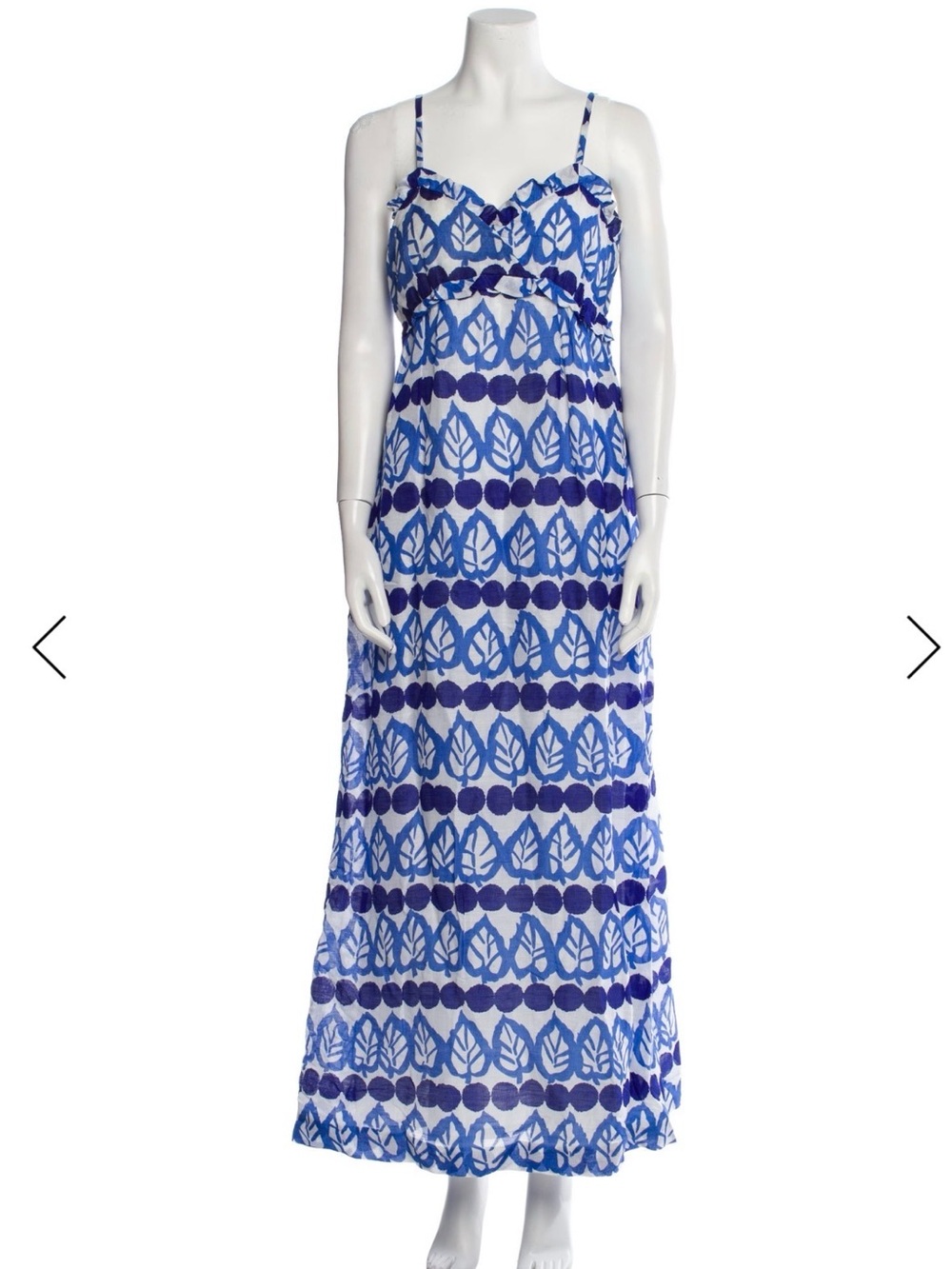 Kate Spade Blue Patterned Maxi Sundress with Spaghetti Straps